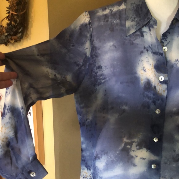 TESS size XL Cloudscape Button 100% Silk Button-front Ethereal Heavenly $109 NEW - Picture 12 of 12